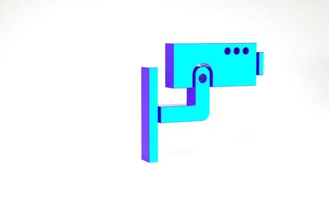 Turquoise Security camera icon isolated on white background. Minimalism conce Stock Illustration