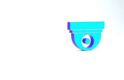 Turquoise Security camera icon isolated on white background. Minimalism conce Illustrazione stock