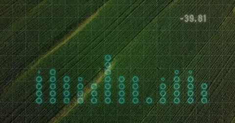 Turquoise sensor overlay starting at negative reading, monitoring numeric data Stock Footage 310151580