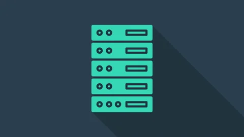 Turquoise Server, Data, Web Hosting icon isolated on blue background. 4K Video Stock Footage 146049244