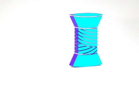 Turquoise Sewing thread on spool icon isolated on white background. Yarn spoo Stock Illustration