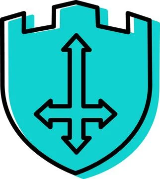 Turquoise shield with directional arrows icon Stock Illustration