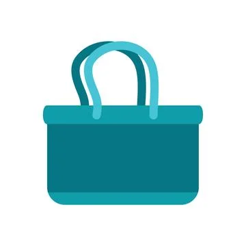 Turquoise shopping bag with handles representing consumerism and retail Illustration