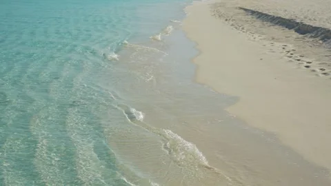 Turquoise shoreline with sandy beach Видео 329965468