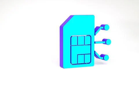 Turquoise Sim card icon isolated on white background. Mobile cellular phone s Stock Illustration