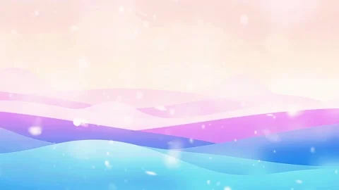Turquoise Sky and Violet Waves: Light Snowflakes Fall Over An Ethereal Dreamy S Stock Footage 307004853
