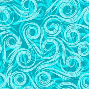 Turquoise smooth lines waves or water splashes on a turquoise background vector Stock Illustration