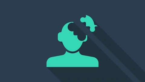 Turquoise Solution to the problem in psychology icon isolated on blue background Stock Footage 167860910