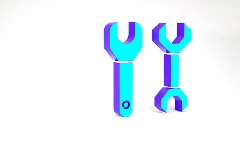 Turquoise Spanner icon isolated on white background. Minimalism concept. 3d i イラスト素材