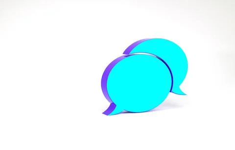 Turquoise Speech bubble chat icon isolated on white background. Message icon. Illustrazione stock