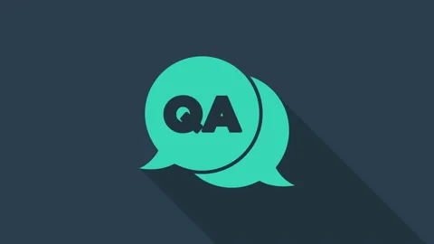 Turquoise Speech bubbles with Question and Answer icon isolated on blue Stock Footage 146149820