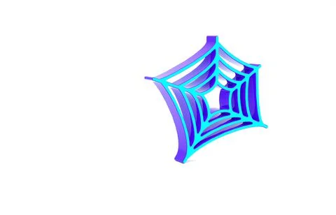 Turquoise Spider web icon isolated on white background. Cobweb sign. Happy Ha Stock Illustration