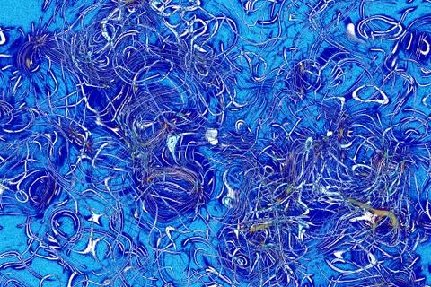 Turquoise spiral and twirl loop abstract mess-up pattern. Comic background. Illustrazione stock