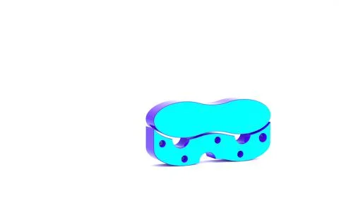 Turquoise Sponge icon isolated on white background. Wisp of bast for washing  Stock Illustration