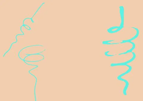 Turquoise squiggles and copy space on cream background Stock Illustration