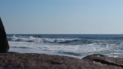 Turquoise surf. The coast of the Atlantic Ocean. Seascape. Stock Footage 131402593