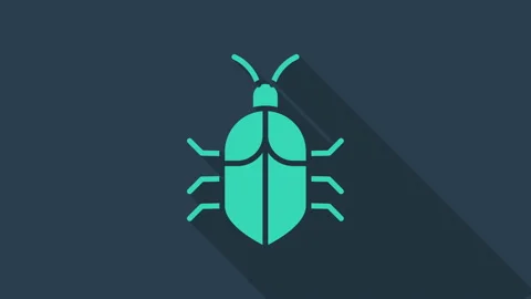 Turquoise System bug concept icon isolated on blue background. Code bug concept Stock Footage 146049336