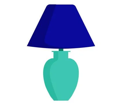 Turquoise table lamp with dark blue shade on white background. Simple home decor Stock Illustration