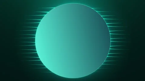 Turquoise tech disc loop on dark green, glowing digital sphere with clean f.. Stock Footage 341116316