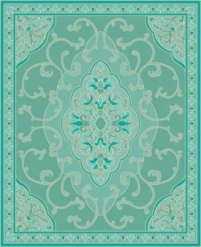 Turquoise template for carpet. Stock Illustration