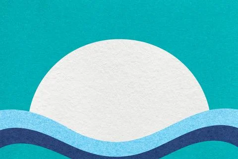 Turquoise textured paper background with white circle for copy space and sky, Stock Illustration