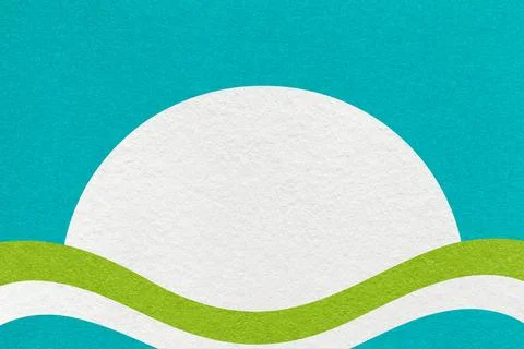 Turquoise textured paper background with white circle for copy space and gree Illustrazione stock