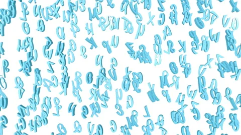 Turquoise three-dimensional letters slowly fly on a white background. 3d render Stock Footage 102080909