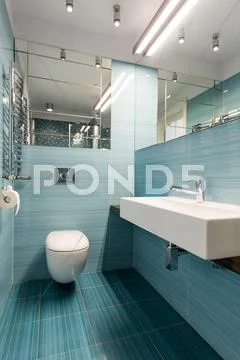 Turquoise toilet design Stock Photos