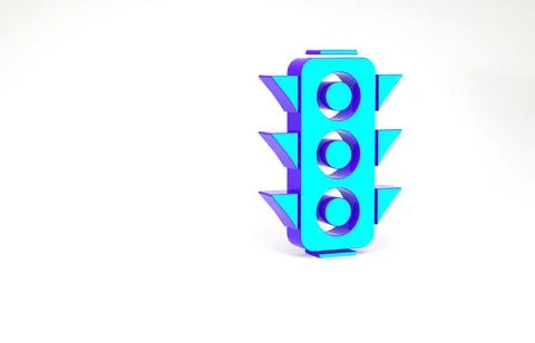 Turquoise Traffic light icon isolated on white background. Minimalism concept Illustrazione stock