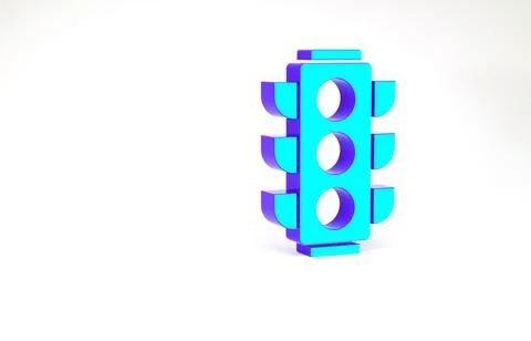 Turquoise Traffic light icon isolated on white background. Minimalism concept Illustrazione stock