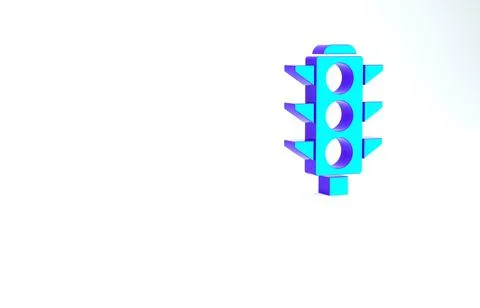 Turquoise Traffic light icon isolated on white background. Minimalism concept Illustrazione stock