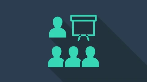 Turquoise Training, presentation icon isolated on blue background. 4K Video Stock Footage 155543112