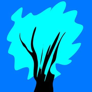 Turquoise Tree Silhouette Minimal Illustration Background Stock Illustration