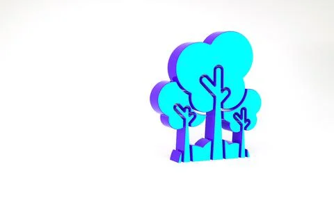Turquoise Trees icon isolated on white background. Forest symbol. Minimalism  Stock Illustration