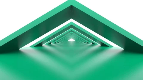 Turquoise Triangle Looped Abstract Architectural Background Hallway Stock Footage 107847904