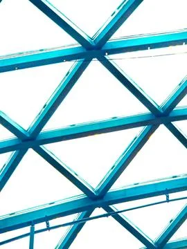 Turquoise triangular roof truss grid Stock Photos