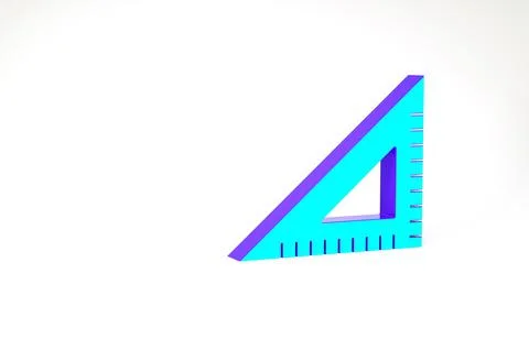 Turquoise Triangular ruler icon isolated on white background. Straightedge sy Stock Illustration