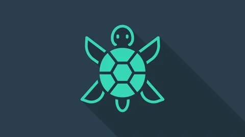 Turquoise Turtle icon isolated on blue background. 4K Video motion graphic Stock Footage 146149440
