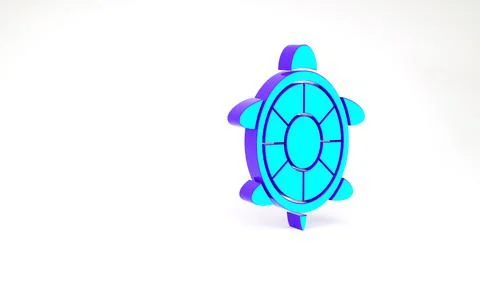 Turquoise Turtle icon isolated on white background. Minimalism concept. 3d il Stock Illustration