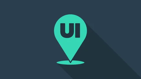 Turquoise UI or UX design icon isolated on blue background. 4K Video motion Stock Footage 146195771