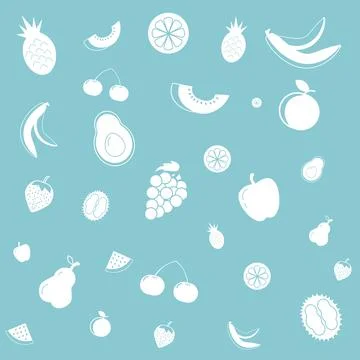 Turquoise vector background consisting of filled juicy fruits. Stock Illustration