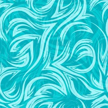 Turquoise vector geometric seamless pattern from corners of flowing lines and Stock Illustration