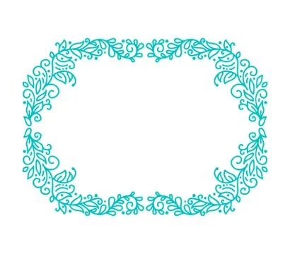 Turquoise vector monoline calligraphy flourish frame for greeting card. Vintage Illustrazione stock