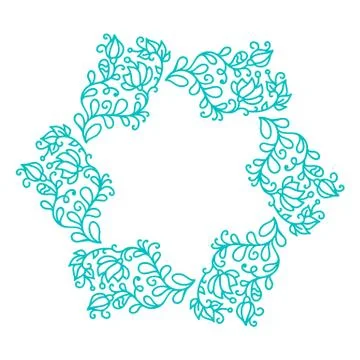 Turquoise vector monoline calligraphy flourish frame for greeting card. Vintage 스톡 일러스트