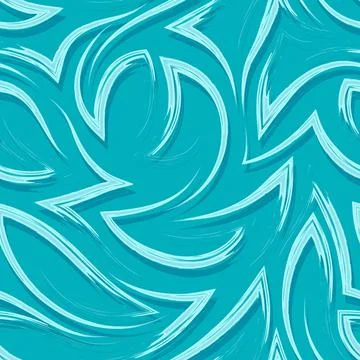 Turquoise vector seamless pattern of flowing brush strokes in the form of Stock Illustration