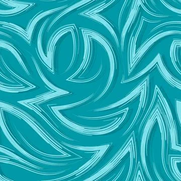 Turquoise vector seamless pattern of flowing brush strokes or watercolors in the Stock Illustration