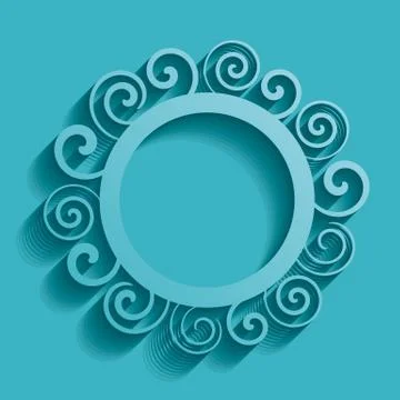 Turquoise vector vintage background with rounded spiral ornament Illustrazione stock