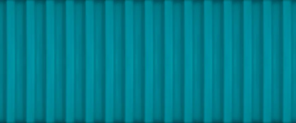 Turquoise vertical corrugated metal container seamless texture. Roof, facade, Stock Illustration