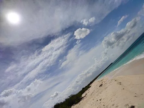 Turquoise Water and White Sand Pristine Beach Bahia de las Aguilas DR Stock Photos
