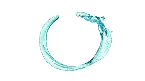 Turquoise water flowing in circle counterclockwise - on white, + alpha (FULL HD) Stock Footage 71242575